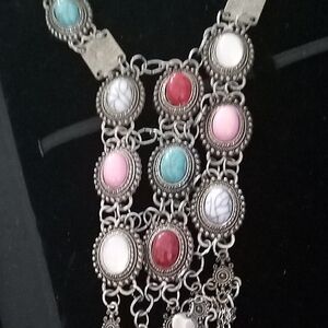 Vintage-Inspired Multi-Color Stone Statement Necklace